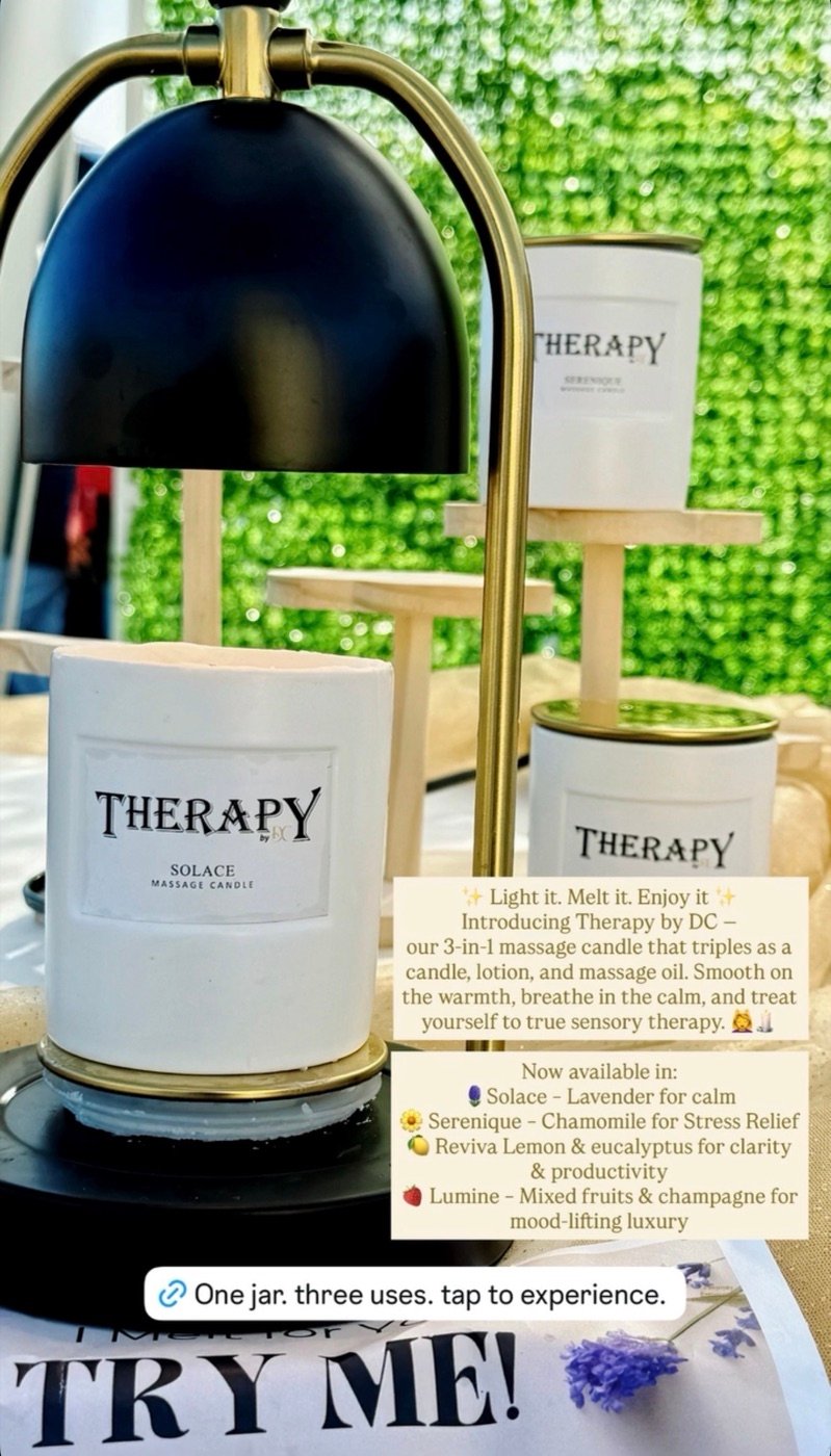 The four Therapy massage candles in a row