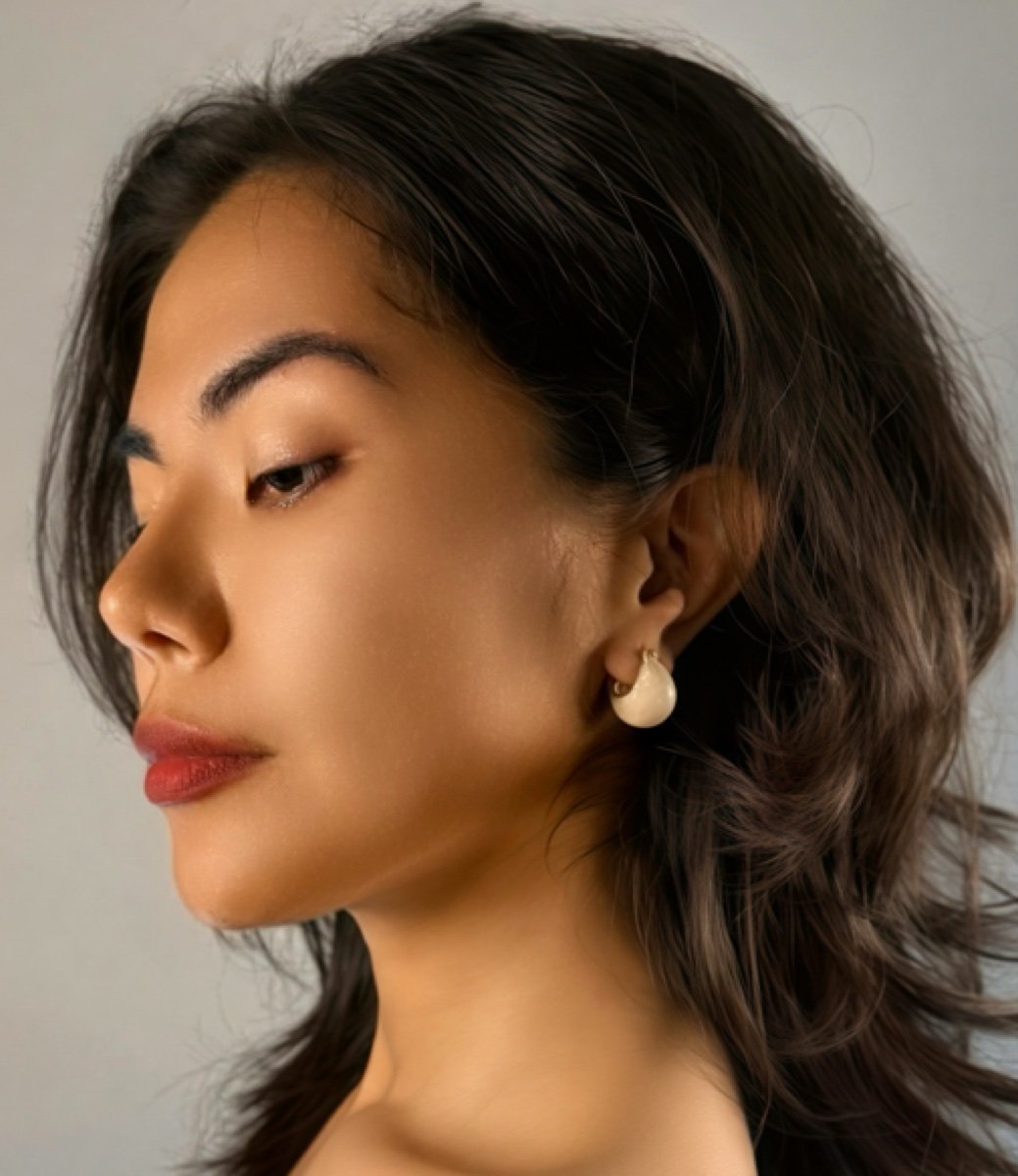 Anastasia earrings, worn