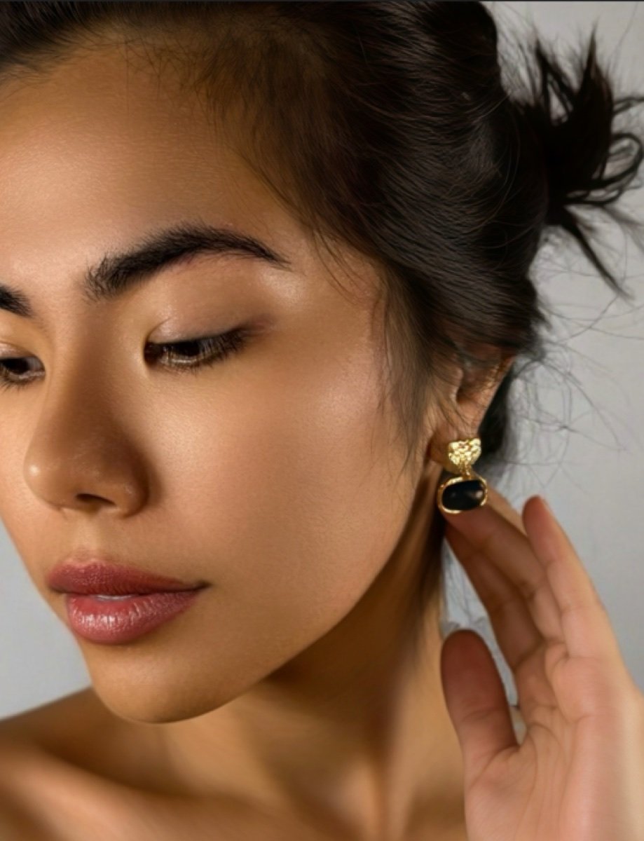 Claudia earrings, worn